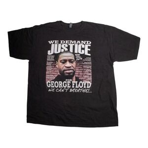 Men's George Floyd Justice T  Shirt  Large Black Short Sleeve Crew Neck Cotton